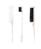 Hair Brush Comb Set Slick Back Hair Brush Edges Brush Set Dazzling Colourful Crystal Bristle Hair Brush Teasing Brush Rat Tail Hair Comb Back Combing Brushes for Hairdresser Women - Buy Online on GoSupps.com