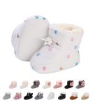 Newborn Winter Warm Fleece Booties | Non-Slip Soft Sole Baby Shoes | Adjustable Prewalker Boots for Girls Boys | 0-18 Months | B White - Buy Online on GoSupps.com
