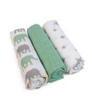 Green Woodpecker Mullwindeln 70x70cm - 100% Cotton Spitting Towels Skin-Friendly & Suction-Strong Set of 3 with Stars & Elephants - Buy Online on GoSupps.com