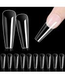 500PC Ballerina Fake Nails | Long Coffin Acrylic Full Cover Tips | 10 Sizes Transparent Artificial Nails for Nail Art - Buy Online on GoSupps.com