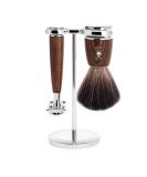 M HLE Rytmo Shaving Set - Black Fibre Safety Razor with Dark Ash Wood - Premium International Delivery - Buy Online on GoSupps.com