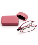 Cokobin Foldable Reading Glasses +1.0 - Stainless Steel Anti-Blue Light Aid for Men & Women | Pink with Hard Shell Case - Buy Online on GoSupps.com