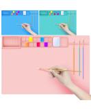 Extra Large Silicone Craft Mat 24x16 with Palette Squares & Cleaning Cup - Easy-to-Clean Painting Mat for Crafts, Resin Jewelry Casting - Pink - Buy Online on GoSupps.com