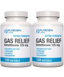 Puregen Labs Extra Strength Gas Relief Softgels 125mg with Simethicone - Fast Relief for Pressure, Bloating & Discomfort - 2 Pack (240 Softgels) - Buy Online on GoSupps.com