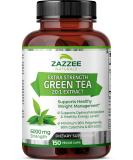 Zazzee Extra Strength Green Tea 20:1 Extract 6000 mg Strength 150 Vegan Capsules 50 EGCG 98 Polyphenols and 80 Catcehins Potent 20x Extract Up to 5 Month Supply Vegan All-Natural - Buy Online on GoSupps.com