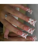 Buy 24Pcs Duck Shape Glossy Press on Nails - Medium Pink Full Cover Acrylic with Bow Designs | Reusable Fake Nails for Women & Girls - Buy Online on GoSupps.com