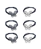Xiwstar 6Pcs Korean Fashion Rhinestone Crystal Butterfly Hair Scrunchies - Stylish Three Layers Ponytail Holder for Women and Girls - Buy Online on GoSupps.com