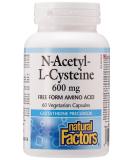 Natural Factors NAC N-Acetyl-L-Cysteine 600mg - 60 Vegetarian Capsules - Buy Online on GoSupps.com
