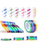 Nail Art Striping Tape Lines 18 pcs Mermaid Candy Color Adhesive Nail Stickers Rolls Nail Strips Tape Decals for Design Hologram Purple Blue Grey Line Nail Art - Buy Online on GoSupps.com