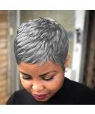 DOcute Short Grey Pixie Cut Wigs for Black Women Grey Pixie Wigs for Black Women Grey Pixie Cut Short Black Wavy Layered Wigs Grey Wavy Wigs Short Wigs Pixie Cut Wigs for Black Women (Short Grey) - Buy Online on GoSupps.com