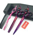 7.0 Inch Hair Scissors Set - Hair Cutting & Thinning Scissors with Razor Combs - Purple | International Shipping - Buy Online on GoSupps.com