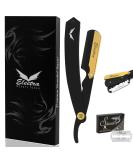 Professional Barber Straight Razor - Premium Stainless Steel Cut Throat Shaving Razor with 10 Samurai Double Edge Blades - Buy Online on GoSupps.com