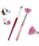 Hanyousheng Nail Art Brushes 2 Pcs Nail Gradient Brush Fan Nail Art Pen with Glitter Handle for Diy Art Creative Nail Art Design Painting Brushes Drawing Flower Pen Pink and Red - Buy Online on GoSupps.com