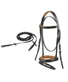 Buy Simple Bridle for Horses - English Combined Riding 19mm Leather Reins for Shetland Pony Thoroughbred & Warmblood - Available in Black/Brown - Buy Online on GoSupps.com