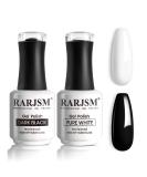 RARJSM Black and White Gel Nail Polish 15ml - Soak Off, UV LED Curing, Salon Quality, 2pcs Set - Buy Online on GoSupps.com
