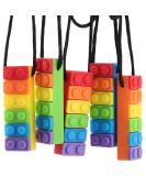 5-Pack Rainbow Brick Silicone Bite Rings - Sensory Chewing Necklace for Autism ADHD & Teething Relief - Buy Online on GoSupps.com