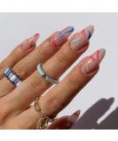 JUSTOTRY 24 Pcs Flame Rainbow Oval False Nails - Short Multi Colour French Press on Nails with Nail Glue - Almond Stick on Nails for Women - Iridescent Fake Nails for Nail Art - Buy Online on GoSupps.com