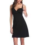 Maternity Nursing Nightdress - Pregnancy Breastfeeding Hospital Gown in Black - Buy Online on GoSupps.com