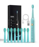 USB Rechargeable Sonic Electric Toothbrush for Adults - Soft Dupont Brush Heads 5 Modes 2-Minute Timer Teeth Whitening - Eco-Friendly Green Design - Buy Online on GoSupps.com