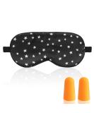 Stars Silk Sleep Mask - Black Starry Sky Eye Cover with Adjustable Strap & Earplugs | Soft Lightweight Blackout Sleeping Aid for Men & Women - Buy Online on GoSupps.com