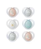 Tommee Tippee Nighttime soother 0-6months 6 pack of glow in the dark soothers with symmetrical silicone baglet Pink Night - Buy Online on GoSupps.com