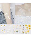 Daisy Flower Temporary Tattoos - 12 Summer Stickers for Women and Girls | Body Art for Arm, Shoulder, Wrist, and Face - Buy Online on GoSupps.com