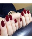 Brishow Almond Press-On Nails - Wine Red Ballerina Acrylic False Nails - 24 Pieces for Women & Girls | Short Artificial Nails - Buy Online on GoSupps.com