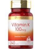 Vitamin K 100 mcg  240 Tablets  Vegetarian Non-GMO Gluten Free  Vitamin K Supplement  by Carlyle - Buy Online on GoSupps.com