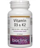 Bioclinic Naturals Vitamin D3 & K2 60 Gels - Supports Bone Health & Immune System - Buy Online on GoSupps.com