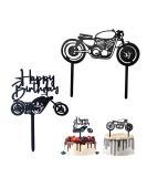 Silars 2pc Motorcycle Cake Topper - Happy Birthday Acrylic Decorations for Motorbike Enthusiasts - Buy Online on GoSupps.com