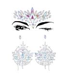 Chicque Rhinestone Body Jewels Set - Festival Mermaid Chest & Crystal Face Stickers for Women and Girls - Rave Party Jewelry (2PCS) - Buy Online on GoSupps.com