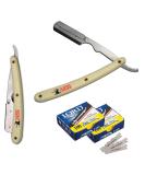 Stainless Steel Straight Edge Razor Set - Professional Barber Razor + 200 Lord Blades - Perfect for Smooth Shaves - Buy Online on GoSupps.com