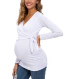 Love2Mi Women Maternity Breastfeeding Top - Long Sleeve V-Neck - Cute Maternity Clothes in White - Size M - Buy Online on GoSupps.com