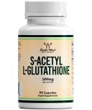 Double Wood Glutathione Dietary Supplements - 90 Gluten-Free S-Acetyl L-Glutathione Capsules (100mg) | Antioxidant Support | Genetic Engineering Free - Buy Online on GoSupps.com