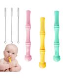Nicein 3PCs Silicone Bite Tube Teething Aid for Babies | BPA-Free Chewing Toy & Cleaning Brushes | Sensory Molar Ring for 6-12 Months - Buy Online on GoSupps.com