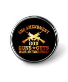 Flaming 2nd Amendment God Guns Guts Round Badge Pin - Patriotic Lapel Tie Decor - Buy Online on GoSupps.com