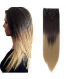 Clip-In Hair Extensions - Realistic 8 Wefts Straight Dark Brown to Ash Blonde | 66 cm 140g - Buy Online on GoSupps.com