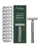 Shea Moisture Men's Double Edge Safety Razor Set | Stainless Steel Razor & 10 Platinum Blades | Perfect Dad Gifts | International Shipping - Buy Online on GoSupps.com