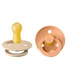 BIBS Colour Baby Pacifier 2-Pack | Made in Denmark | BPA Free Soother | Natural Round Nipple | Size 2 (6-18 Months) | Vanilla/Peach - Buy Online on GoSupps.com
