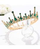 Baroque Wedding Crown Tiara - Rhinestone Gemstone Queen Bridal Crown for Women & Girls (Green/Rose Gold) - Buy Online on GoSupps.com