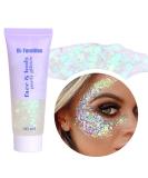 Chunky Glitter Gel - Festival Cosmetic Glitter for Face, Hair, Nails - Mermaid Sequins Liquid Eyeshadow - Long Lasting 50ml (#06 White) - Buy Online on GoSupps.com