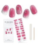 EBANKU Pink Flash Gel Nail Strips | Long Lasting Waterproof Nail Polish Wraps | Includes Cuticle Stick, Nail File & Wipes - Buy Online on GoSupps.com