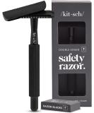 Kitsch Double Edge Safety Razor - Reusable Razor for Men & Women Includes 5 Refills Extra-Long Handle Silicone Cap - Perfect Travel Essential in Black - Buy Online on GoSupps.com