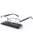 Men Premium Multifocus Reading Glasses Blue Light Blocking, MIssfive Progressive Metal Frame With No Broken Spring Hinge(Workspace For Near Range) Gunmetal-blue 2.5 x - Buy Online on GoSupps.com