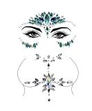 Buy Blue Glitter Face Stickers & White Chest Jewels - Crystal Rhinestone Decoration Set for Women | Free International Shipping - Buy Online on GoSupps.com