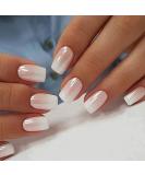 Buy Ombre Square Press on Nails - Short Chrome Acrylic Gel Nails for Women | 24 Pcs Gradation Manicure - Buy Online on GoSupps.com
