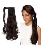 iIUU 18"/45cm Wrap Around Long Curly Wavy Hair Extension Clip in Ponytail Dark Brown Color Synthetic Hairpiece Wig Pony Tail Hair Extensions Ponytails for Beauty Women Girl (100g 6B) #6B-cdark brown - Buy Online on GoSupps.com