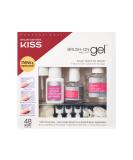 KISS Brush-On Gel Finish Fake Nail Kit French Manicure Set  48 Short Length Square Shaped French & Natural Glue-On Nail Tips 1 Count (Pack of 1) - Buy Online on GoSupps.com