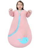 Chilsuessy Baby Sleeping Bag 3.5 Tog with Detachable Sleeves - Pink Whale Design - 100% Cotton - Soft Sleep Bag for Infant Toddler - 100cm/2-4 Years - Buy Online on GoSupps.com