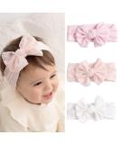 Fashion band Baby girl nylon frontal ligaments Bowknot Elastic hair bands soft sweet headgear for children toddlers (3 pack) (pink) - Buy Online on GoSupps.com